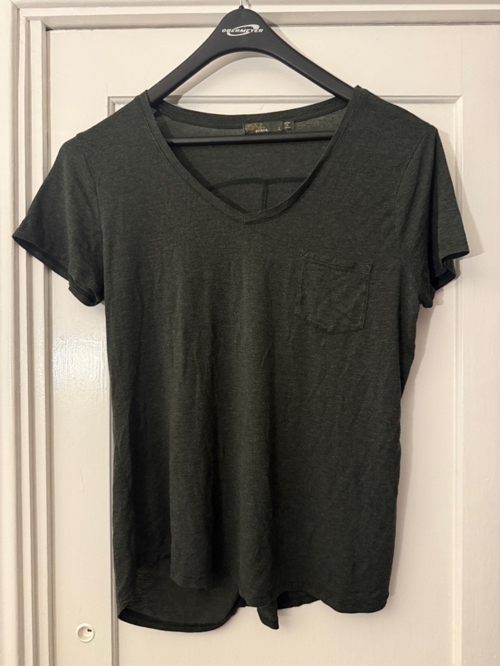 Prana V-Neck Short Sleeve Pocket Tee - Dark Green - Women's Large